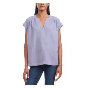 Splendid Linen Blouse Medium Ladies’ Top Shirt Purple NWT V-Neck Loose Fit Soft